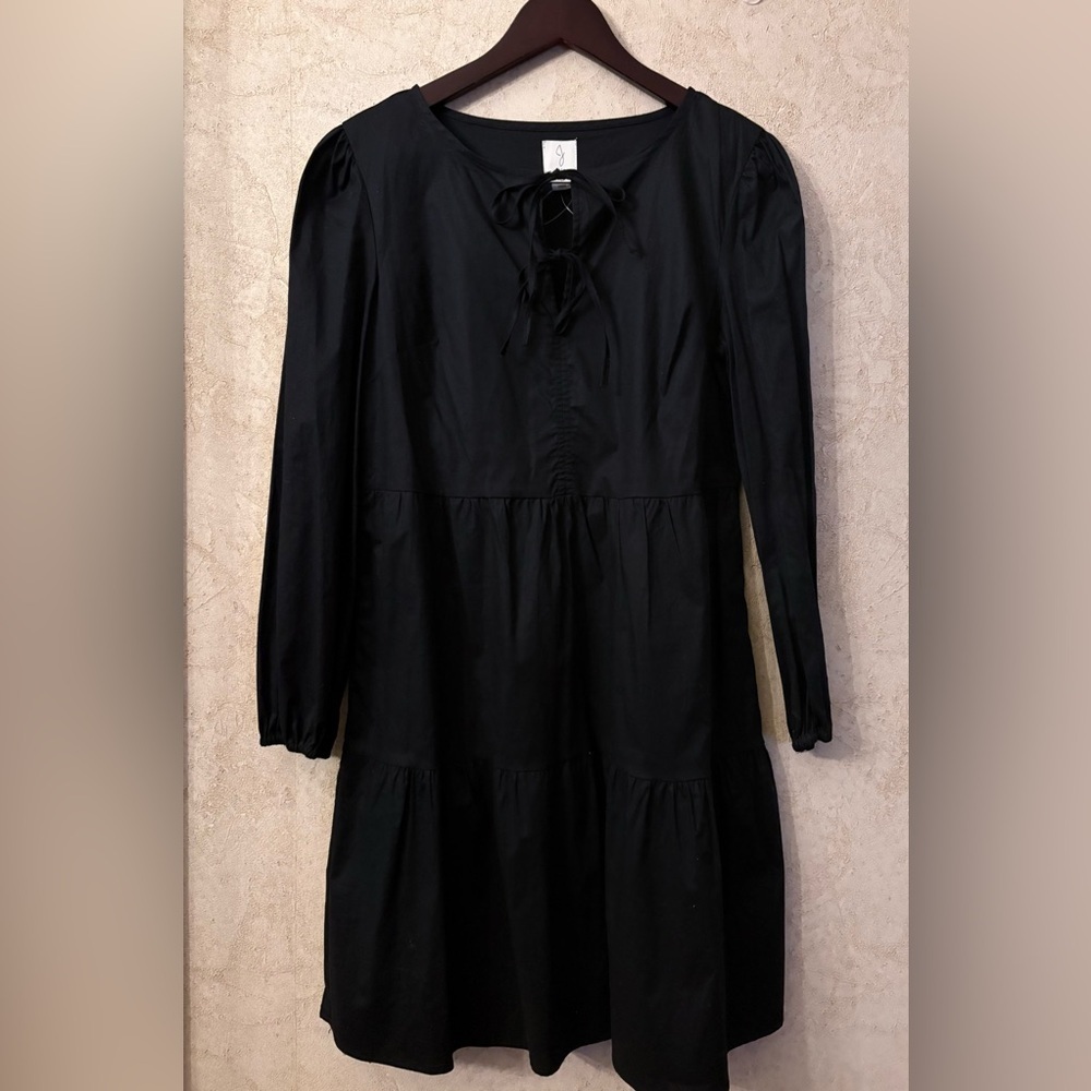 Joie Black Tiered Bow Dress
